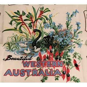 Vintage Australia Souvenir Tablecloth by Tennyson Bright Colors 52" x 52" NEW